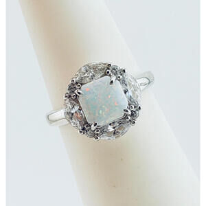 Bomb Party Sz 6 The Sterling Club RBP3658 Frosted Fire Opal .925 Silver RETRO